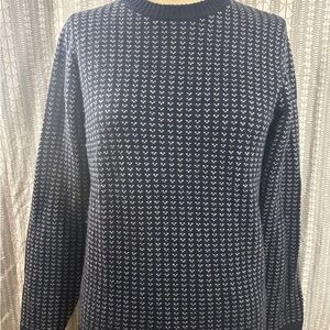 Taylor Stitch Navy Patterned Crewneck Sweater